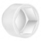 Decorative cap in plastic white, for tubes and profiles