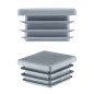 Square end caps for steel box section 16x16 mm Grey colour 10 pieces