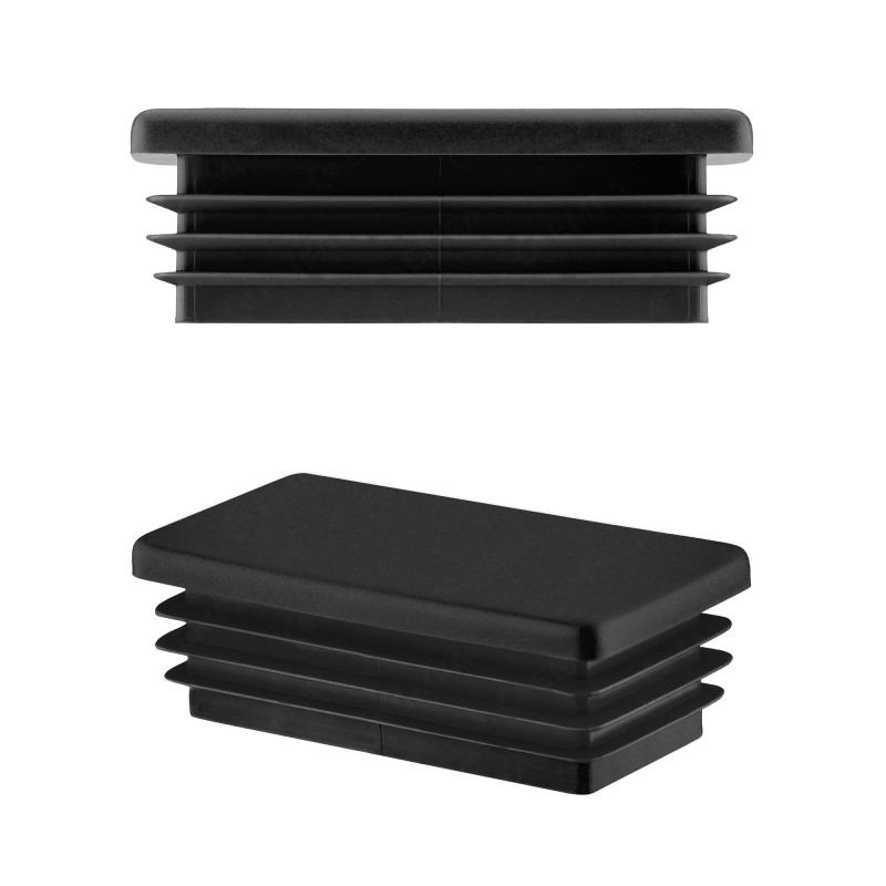 Rectangular end caps for 10x20 mm Black colour 10 pieces