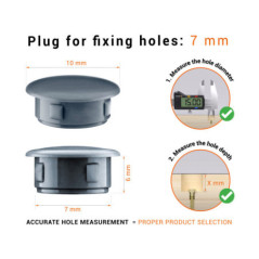 Anthraciteplastic blanking plug 7 mm hole plug with technical dimensions and instructions for correct measurement