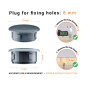 Anthraciteplastic blanking plug 8 mm hole plug with technical dimensions and instructions for correct measurement
