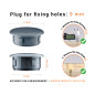 Anthraciteplastic blanking plug 9 mm hole plug with technical dimensions and instructions for correct measurement