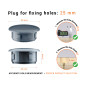 Anthraciteplastic blanking plug 25 mm hole plug with technical dimensions and instructions for correct measurement