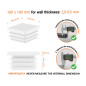 White plastic end cap for square tubes in size 100x100 mm with technical dimensions and instructions for correct measurement