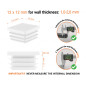 White plastic end cap for square tubes in size 12x12 mm with technical dimensions and instructions for correct measurement