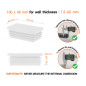 White rectangular tube insert for 40x100 mm tube with technical dimensions and guide for correct measurement of the end caps.