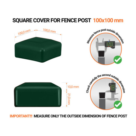 Fence post cap 100x100 mm Green 10 pieces