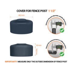 Anthracite plastic caps for round fence posts. Plastic cap for 1 1/2" fence post. Dimensions chart .