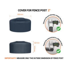 Anthracite plastic caps for round fence posts. Plastic cap for 2" fence post. Dimensions chart .