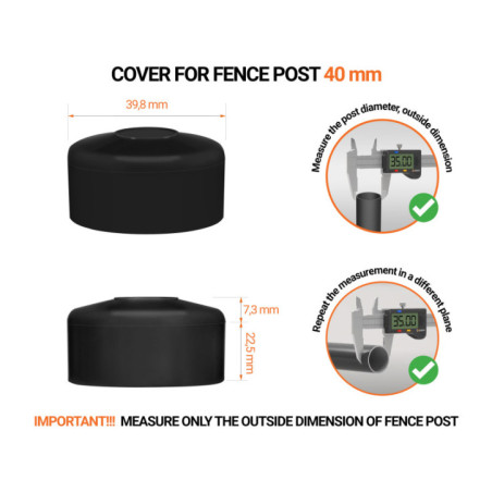 Round post cap 40 mm Black 10 pieces