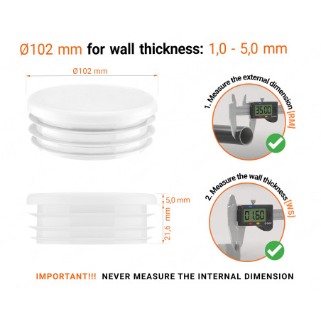 White_x001f_ round plastic end caps for 102 mm tube with technical dimensions .