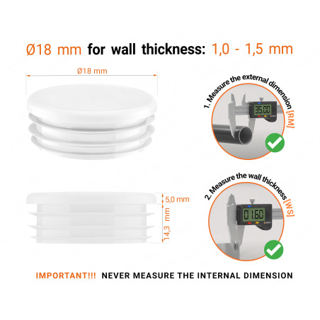 White_x001f_ round plastic end caps for 18 mm tube with technical dimensions .