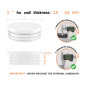 White round plastic end caps for 2"  tube with technical dimensions .