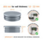 Round plastic tube inserts 35 mm in Grey colour 10 pieces