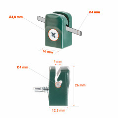 Tension wire holders with self-tapping screws for fences with a 10-year guarantee