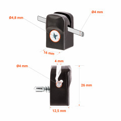 Tension wire holders with self-tapping screws for fences with a 10-year guarantee