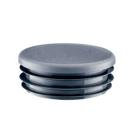 30 mm round end cap in anthracite plastic – inserted into wooden post in perspective view