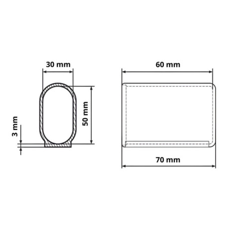 Oval tube sliding sleeve 30x50 Black Oval tube sliding sleeve 30x50 LDPE oval tube end cap 30x50 EMFA GmbH