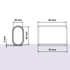 Oval tube sliding sleeve 30x60 LDPE oval tube end cap 30x60 EMFA GmbH