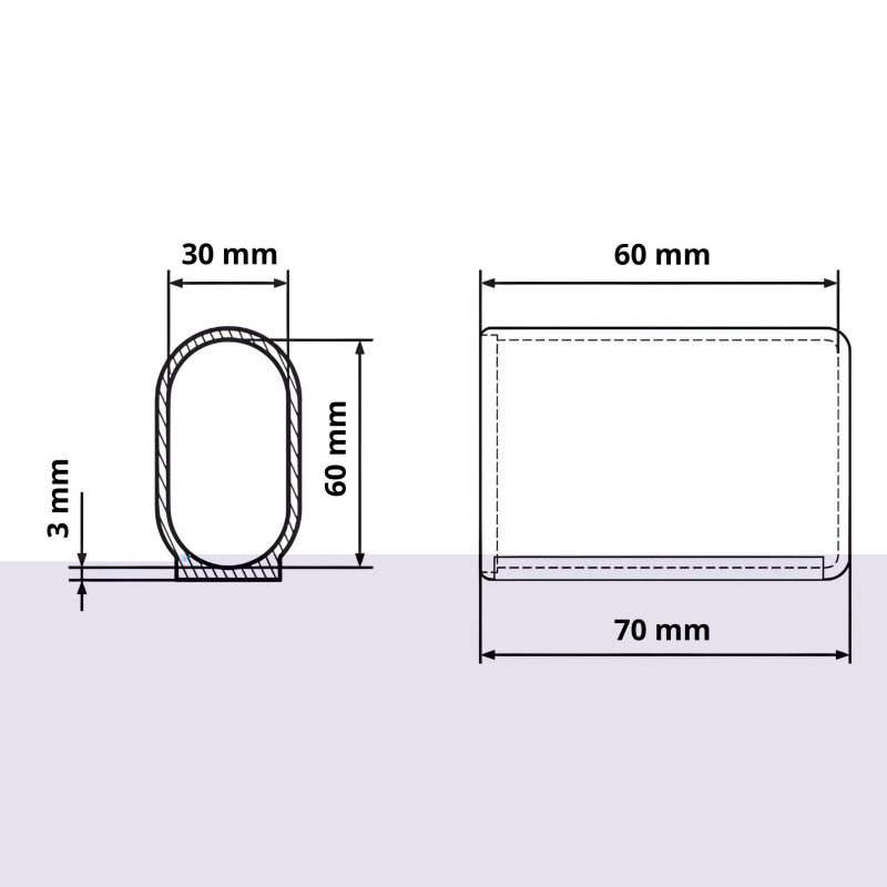 Oval tube sliding sleeve 30x60 Black