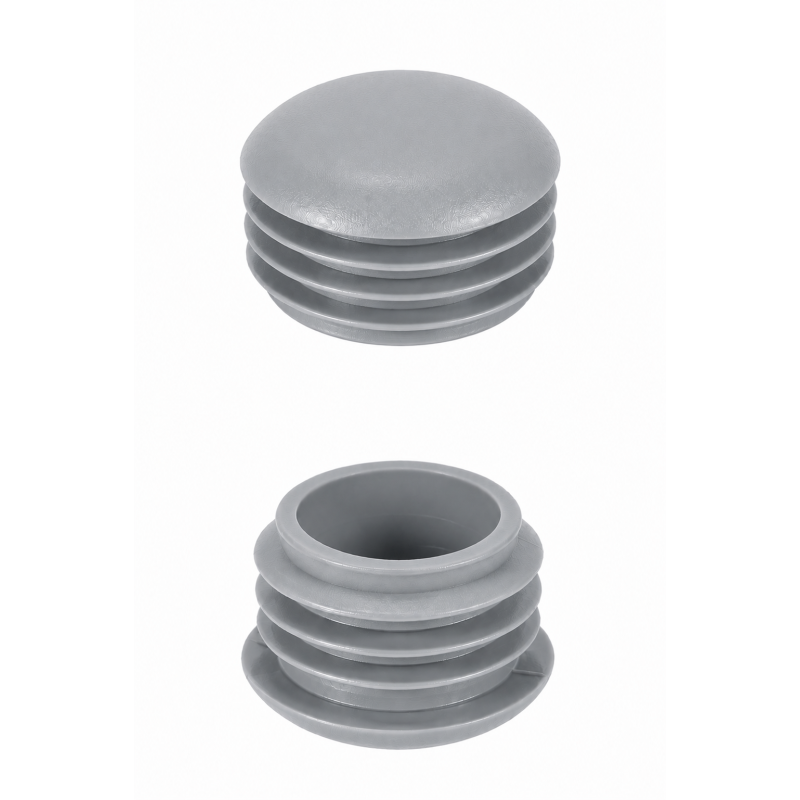 Convex insert cap for round tubes 25 mm Grey