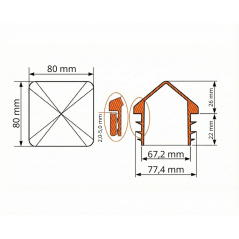 PE Pyramid End Cap for Square Tubes 80x80 Green