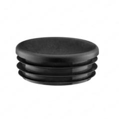 Black plastic plug for 2 1/2" round tube. Plastic pipe end caps, round tube inserts, round plastic end caps from EMFA.