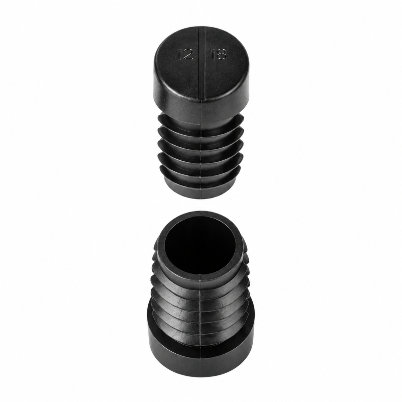 Angled round tube insert 25 mm - H 13,8 mm Black