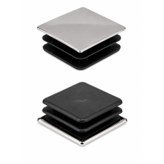 Square insert cap with chrome-plated metal cover 40x40 mm square tube end cap 40x40 EMFA GmbH