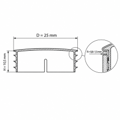 Round insert cap with chrome-plated metal cover 25 mm Chrome effect
