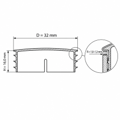 Round insert cap with chrome-plated metal cover 32 mm chrome tube plug 32 EMFA GmbH