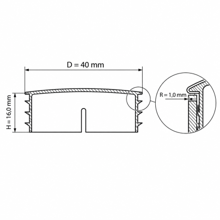 Round insert cap with chrome-plated metal cover 40 mm chrome tube plug 40 EMFA GmbH