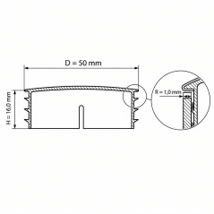 Round insert cap with chrome-plated metal cover 50 mm Chrome effect
