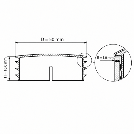 Round insert cap with chrome-plated metal cover 50 mm Chrome effect Round insert cap with chrome-plated metal cover 50 mm chrome tube plug 50 EMFA GmbH