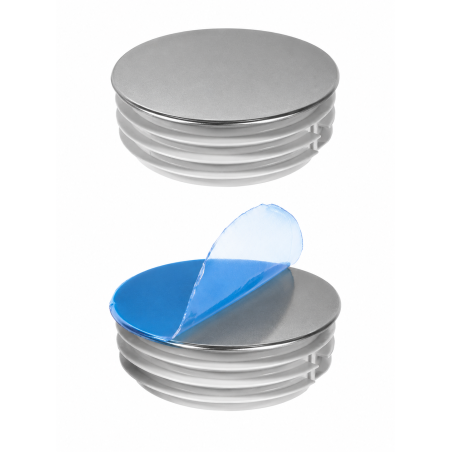 Round insert cap with chrome-plated metal cover 60 mm Chrome effect Round insert cap with chrome-plated metal cover 60 mm chrome tube plug 60 EMFA GmbH