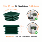 Square end caps for steel box section 25x25 mm Green square end cap 25x25 plastic square tube inserts 2,5x2,5 cm End cap fo