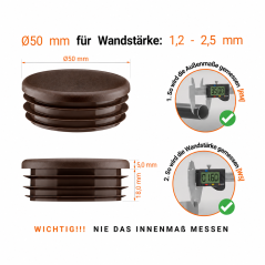 Round plastic tube inserts 50 mm in Brown colour