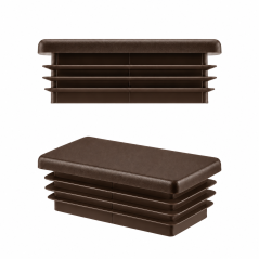 Rectangular end caps for 20x100 mm steel box section. Brown rectangular tube caps, plastic caps, end caps from EMFA.