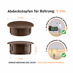 Plastic hole plug 13x9 mm Brown, 10-year warranty!