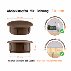 Drill hole cover cap 36x30 mm Brown