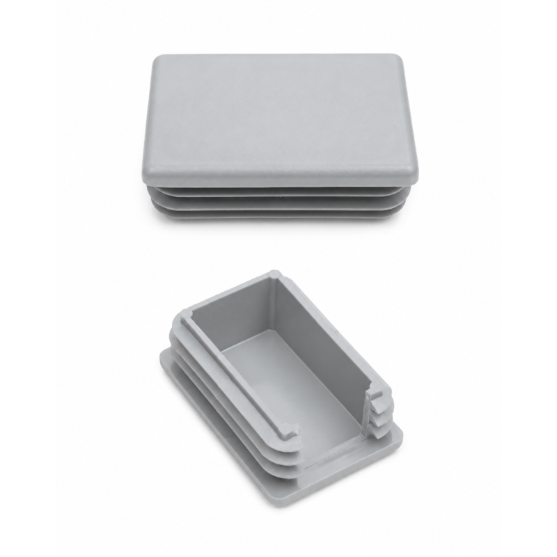 Rectangular ribbed insert with cut-out and bend for fence posts 60x40 mm Grey Rectangular ribbed insert with cut-out and bend for fence posts 60x40 mm Grey