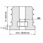 Reinforced square tube insert with metal thread 25x25 mm M8 threaded square tube insert EMFA GmbH