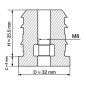 Threaded insert for round tubes with metal insert 32 mm M8 round tube threaded insert 32 EMFA GmbH