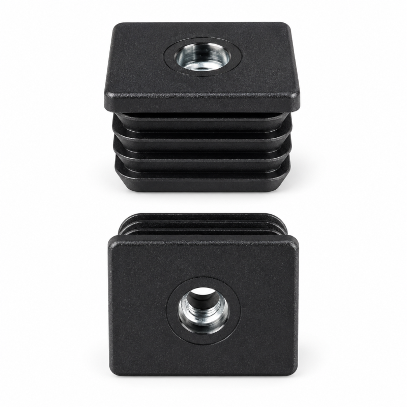 Rectangular tube insert with metal thread 40x50 mm M10 Black