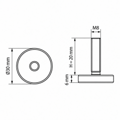 Adjustable Foot Ø30 M8x20 Black