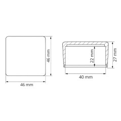 External Cap for Photovoltaic Profiles 40x40 mm Grey