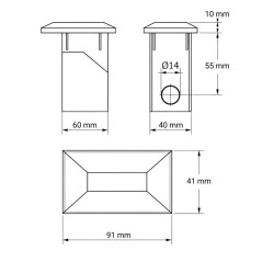 Rectangular Plastic Insert Cap for Fence Posts with Hole 40x60 mm Anthracite
