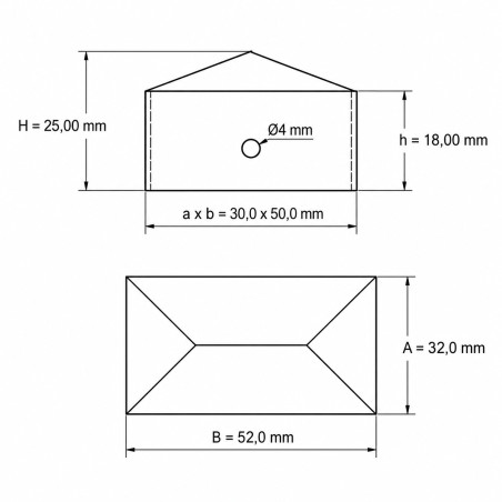 Rectangular External Cap in Raw Steel 30x50 mm Silver Rectangular External Cap in Raw Steel 30x50 mm post cap EMFA GmbH