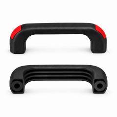 Bridge Handle with Through Holes and Flush End Caps 120 mm - d 6,5 mm - black handle - end caps Red EMFA GmbH