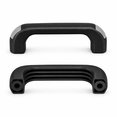Bridge Handle with Through Holes and Flush End Caps 120 mm - d 8,5 mm - black handle - end caps Grey EMFA GmbH